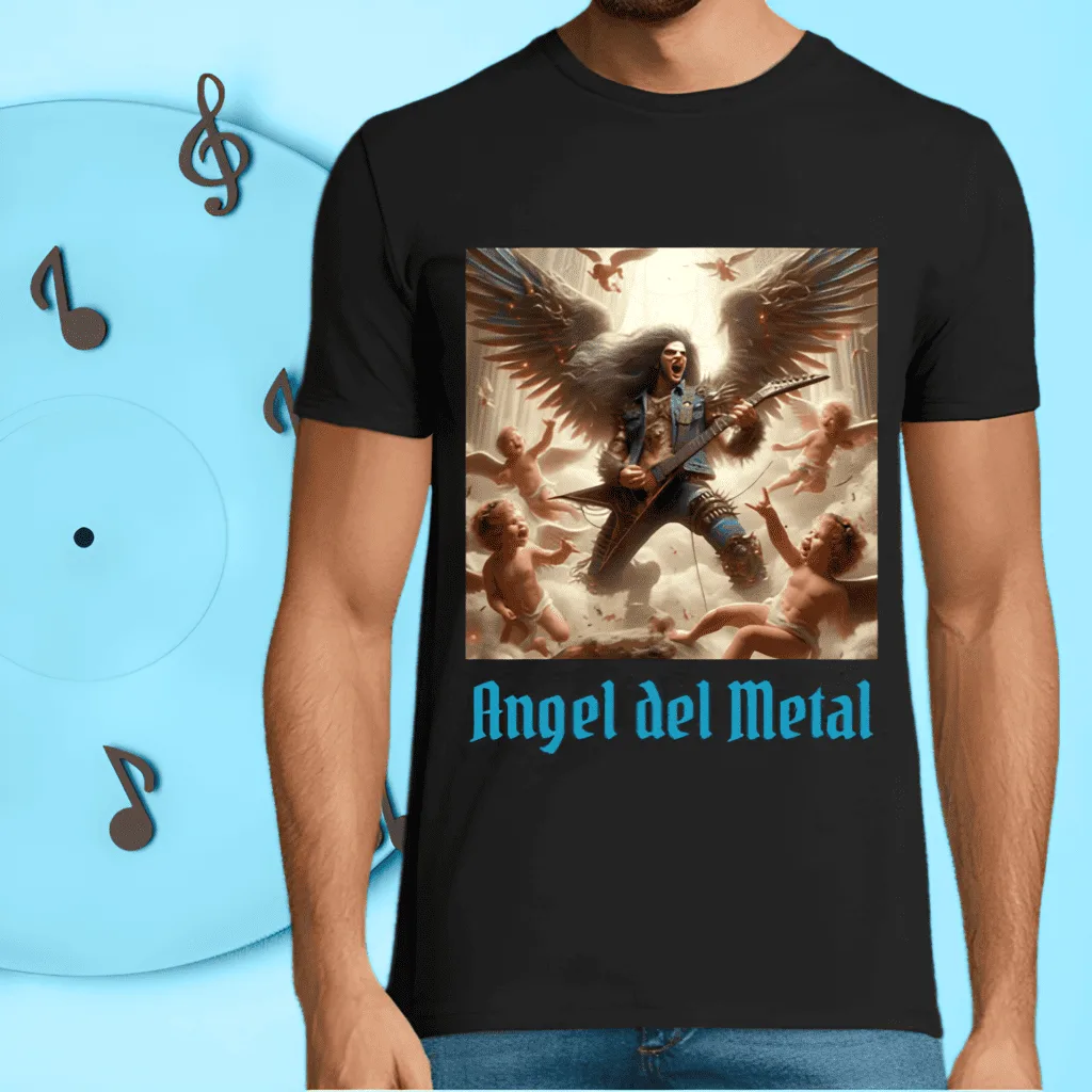 Camiseta Ángel Manga Corta Hombre del Heavy Metal 1 camiseta ángel manga corta hombre heavy metal