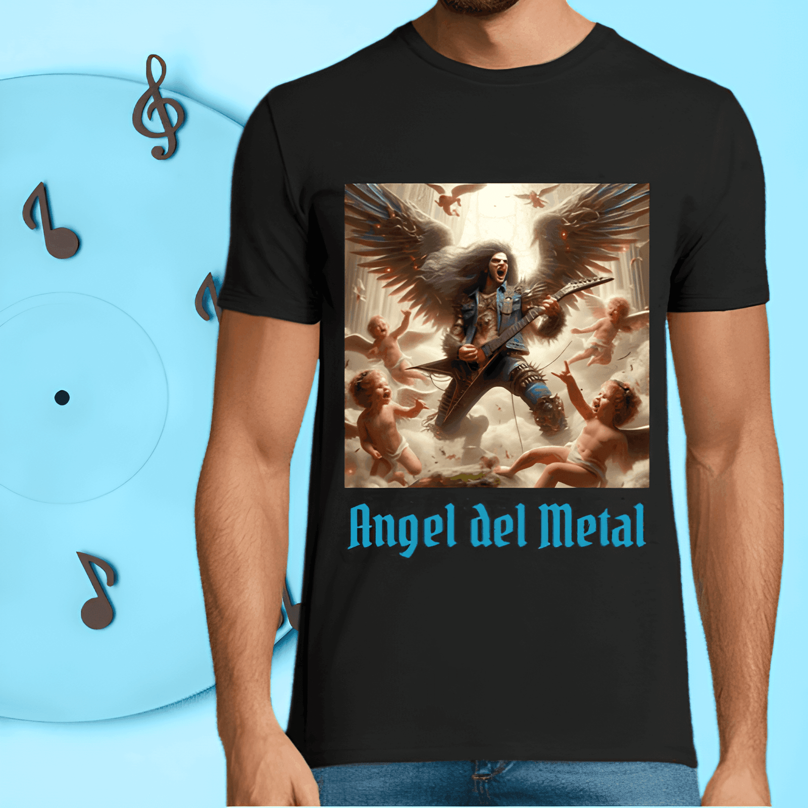 camiseta manga corta hombre el ángel del heavy metal