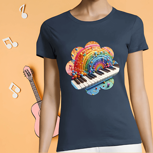 Camiseta Arcoiris Musical Manga Corta Mujer 1 camiseta arcoiris musical manga corta mujer