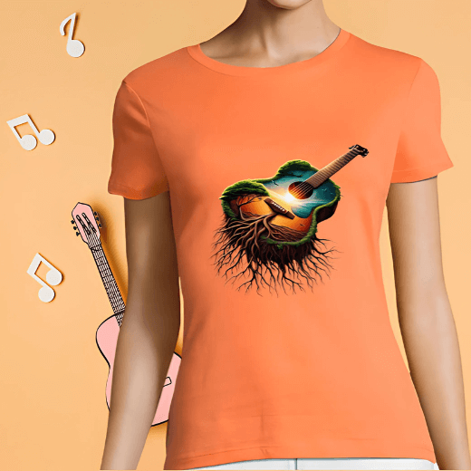 Camiseta Guitarra Con Raíces Manga Corta Mujer 1 camiseta guitarra con raíces manga corta mujer