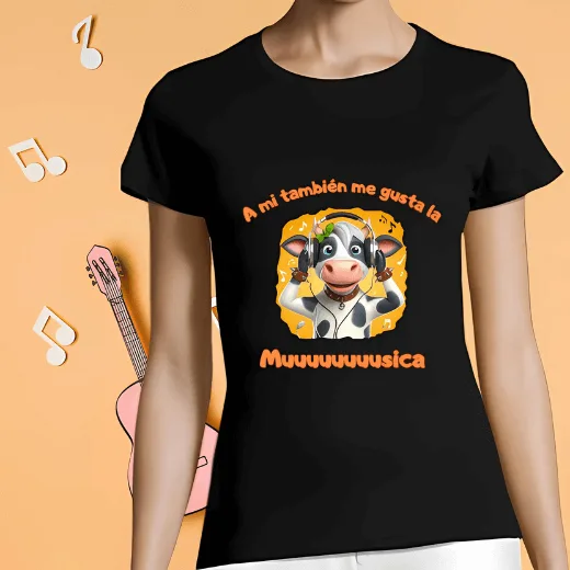 Música para Relajarse de Uso Gratuito Sin Copyright (2025) 11 camiseta vaca melómana manga corta mujer