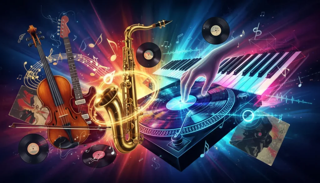 curiosa imagen musical con instrumentos